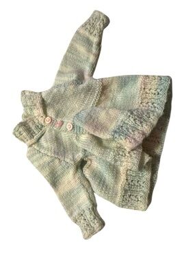 Hand-Knit Pastel Green Baby Cardigan Jacket